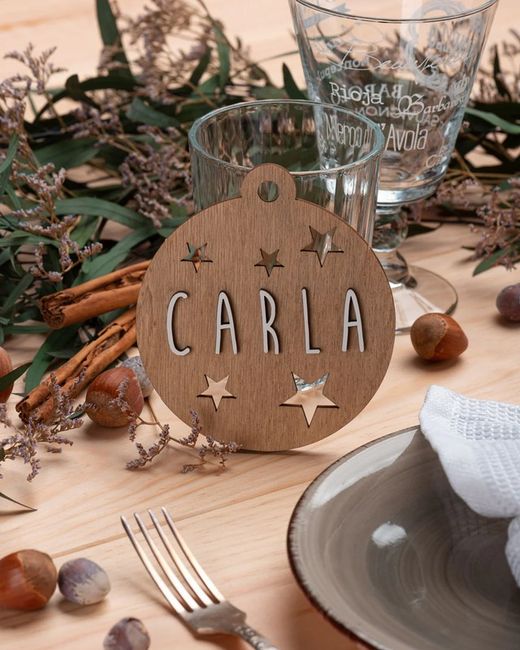 Bola Madera Nombre Personalizable para Árbol de Navidad Color Madera Vintiun