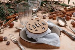 Bola Madera Nombre Personalizable para Árbol de Navidad Color Madera Vintiun