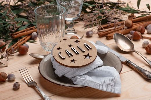 Bola Madera Nombre Personalizable para Árbol de Navidad Color Madera Vintiun