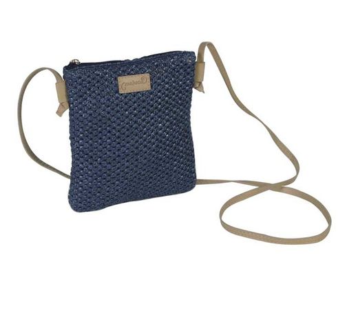 Bolso Bandolera Rectangular Ganchillo Azul Maluca