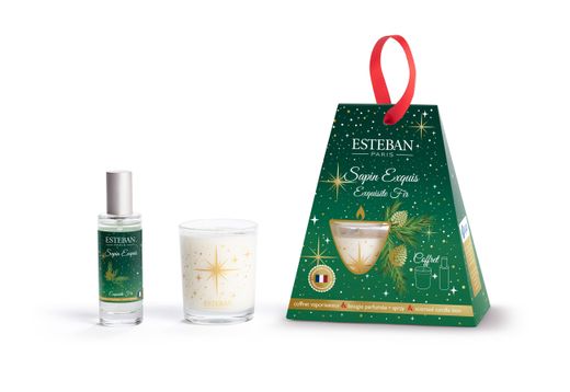 Caja Regalo Aromas Esteban Paris Navidad Vela Perfumada 70 grs y Spray Vapo 30 ml Abetos y Bosque