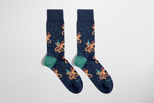 Calcetines Divertidos Pulpos Billy Brown Ideal Regalo Talla H 41-46