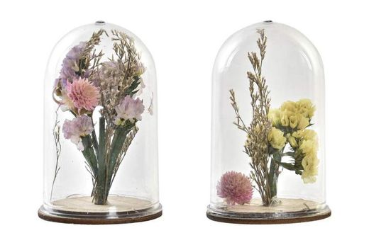 Centro de flor con campana de cristal