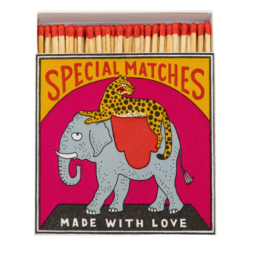Cerillas Decorativas Elefante y Guepardo Archivist 125 Ideal Regalo