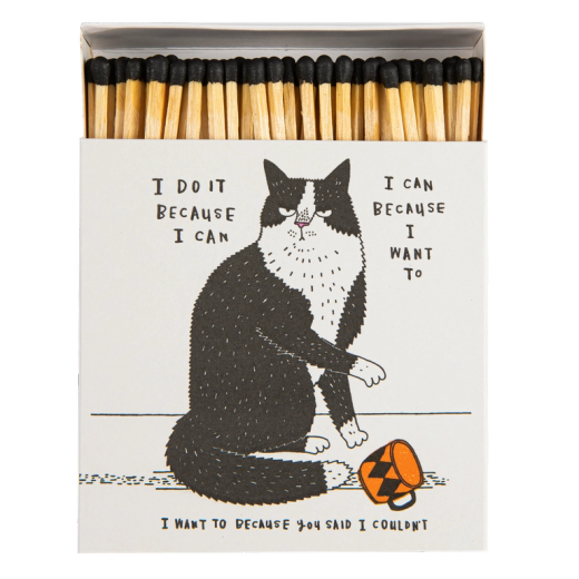 Cerillas Decorativas Gato Rebelde I Do It Because I Can Archivist 125 Ideal Regalo