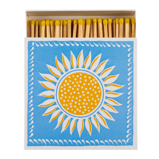 Cerillas Decorativas Girasol Fondo Azul Archivist 125 Ideal Regalo