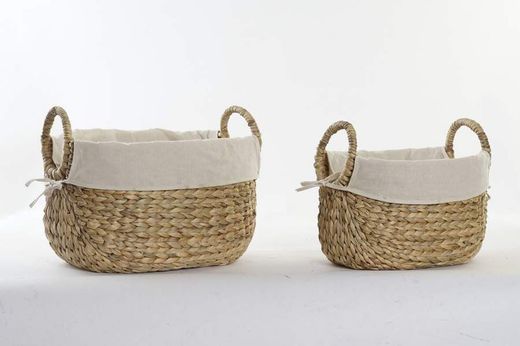 Cesta de Fibra color Natural de Lino