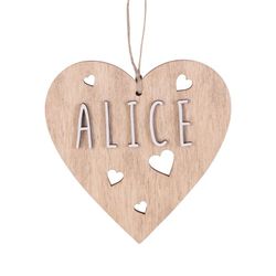 Corazón Madera Nombre Personalizable para Árbol de Navidad Color Madera Vintiun