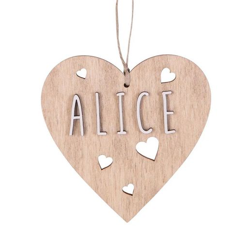 Corazón Madera Nombre Personalizable para Árbol de Navidad Color Madera Vintiun