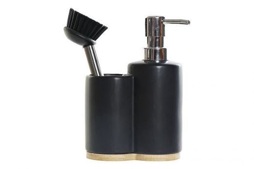 Dosificador Jabón Cocina con Cepillo Negro