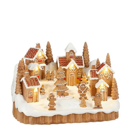 Escena Navidad Muñeco Jengibre con Bateria Tamaño L Edelmann