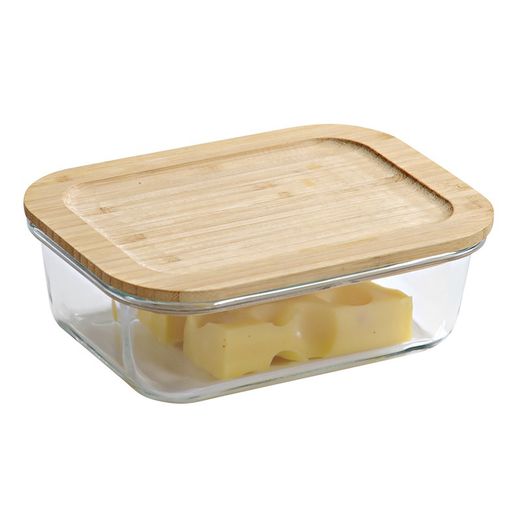 Fiambrera rectangular horno con tapa Bambú 80 cl