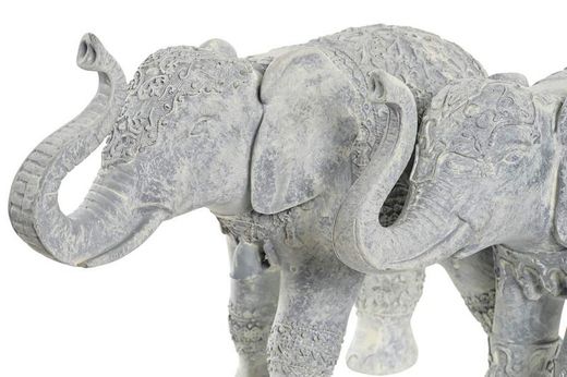 figura elefante decoración resina gris blanco