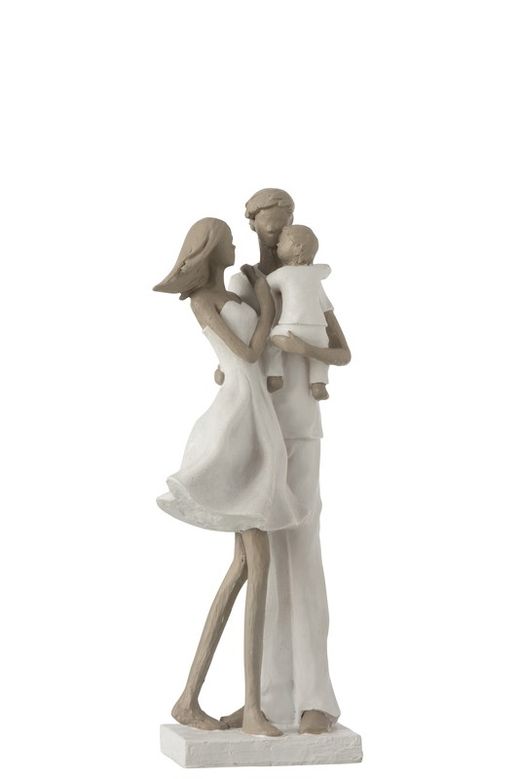 Figura Pareja con niño Enamorados Resina Decoración