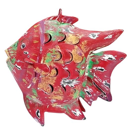Figura Pez Rojo Portavelas Decoración Pequeña