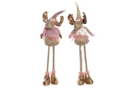 Figura Reno Rosa Navidad 15x17x50 Patas Largas