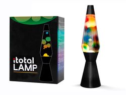 Lámpara de Lava 36 cm Base Negra Liq Trans y Cera Arco Iris I Total Regalo