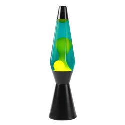 Lámpara de Lava 36 cm Base Negra Liq Verde y Cera Amarilla I Total Regalo