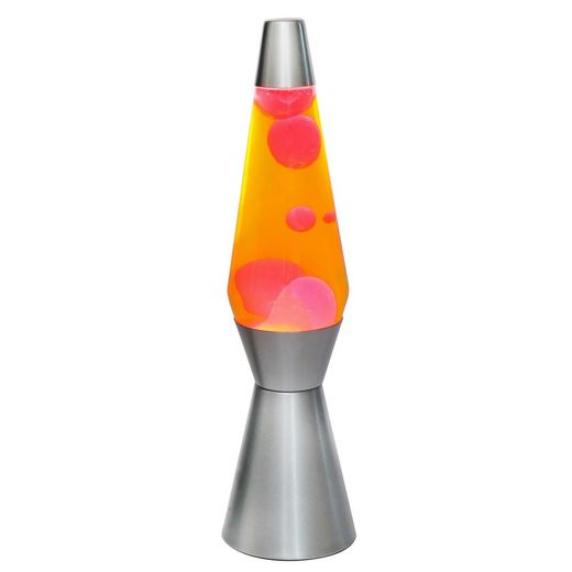 Lámpara de Lava 36 cm Base Plata Liq Amarillo y Cera Roja I Total Regalo