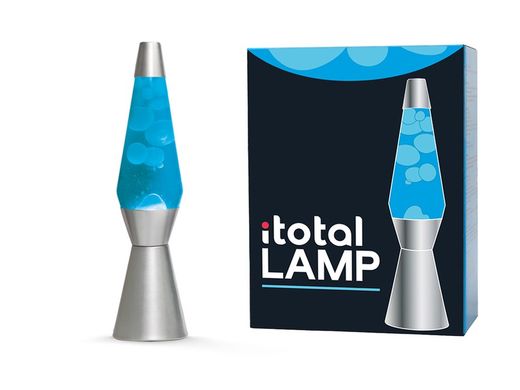 Lámpara de Lava 36 cm Base Plata Liq Azul y Cera Blanca I Total Regalo