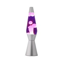 Lámpara de Lava 36 cm Base Plata Liq Morado y Cera Blanca I Total Regalo