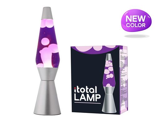 Lámpara de Lava 36 cm Base Plata Liq Morado y Cera Blanca I Total Regalo