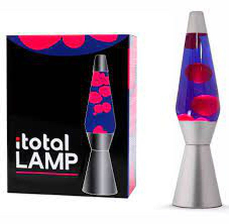 Lámpara de Lava 36 cm Base Plata Liq Morado y Cera Rosa I Total Regalo