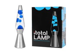 Lámpara de Lava 36 cm Base Plata Liq Trans y Cera Azul I Total Regalo