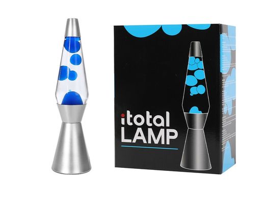 Lámpara de Lava 36 cm Base Plata Liq Trans y Cera Azul I Total Regalo