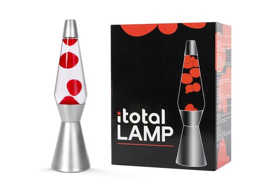 Lámpara de Lava 36 cm Base Plata Liq Trans y Cera Roja I Total Regalo