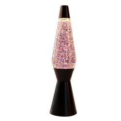Lámpara de Lava 36 cm con Base Negra y Purpurina I Total Regalo
