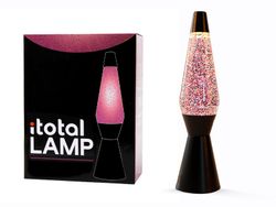 Lámpara de Lava 36 cm con Base Negra y Purpurina I Total Regalo