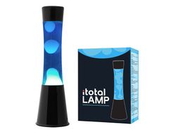 Lámpara de Lava 40 cm Base Negra Liq Azul y Cera Blanca I Total Regalo