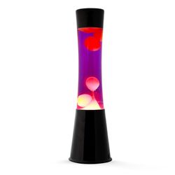 Lámpara de Lava 40 cm Base Negra Liq Morado y Cera Amarilla I Total Regalo