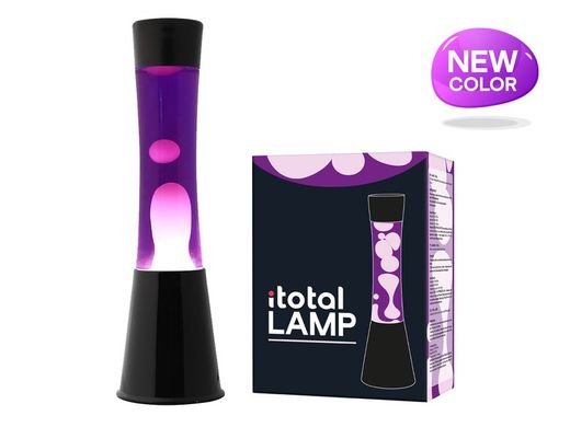Lámpara de Lava 40 cm Base Negra Liq Morado y Cera Blanca I Total Regalo