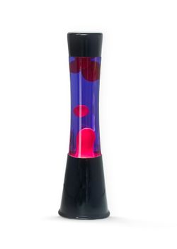 Lámpara de Lava 40 cm Base Negra Liq Morado y Cera Rosa I Total Regalo