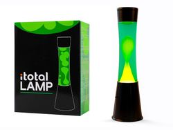 Lámpara de Lava 40 cm Base Negra Liq Verde y Cera Amarilla I Total Regalo