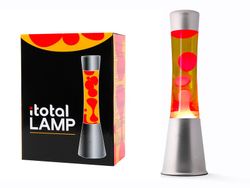 Lámpara de Lava 40 cm Base Plata Liq Amarillo y Cera Roja I Total Regalo