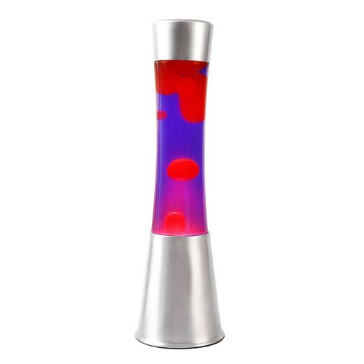 Lámpara de Lava 40 cm Base Plata Liq Morado y Cera Rosa I Total Regalo