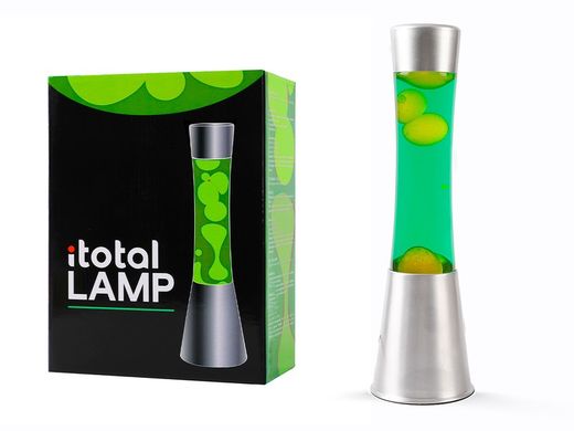 Lámpara de Lava 40 cm Base Plata Liq Verde y Cera Amarilla I Total Regalo