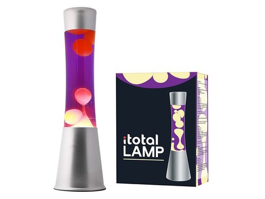 Lámpara de Lava 40 cm Base Plata Liq Violeta y Cera Amarilla I Total Regalo