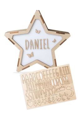 Lámpara Estrella Luminosa Con Kit De Letras Nombre Personalizable Vintiun