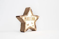 Lámpara Estrella Luminosa Con Kit De Letras Nombre Personalizable Vintiun