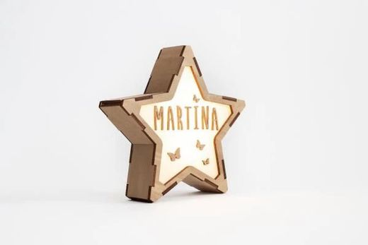 Lámpara Estrella Luminosa Con Kit De Letras Nombre Personalizable Vintiun