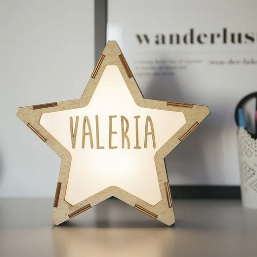 Lámpara Estrella Luminosa Con Kit De Letras Nombre Personalizable Vintiun