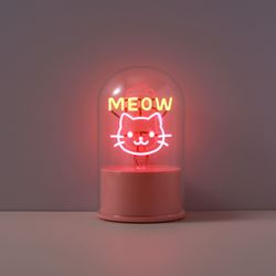 Lámpara Neón Giratoria Cúpula Meow Ideal para Regalo I Total