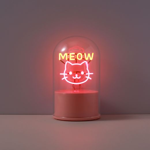 Lámpara Neón Giratoria Cúpula Meow Ideal para Regalo I Total