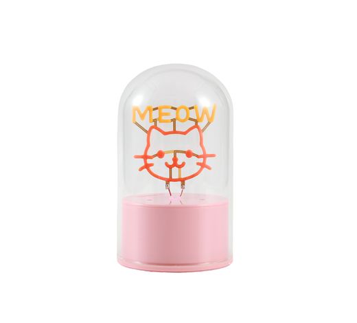 Lámpara Neón Giratoria Cúpula Meow Ideal para Regalo I Total