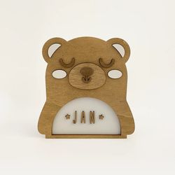 Lámpara Sobremesa Animal Oso Nombre Personalizable Vintiun