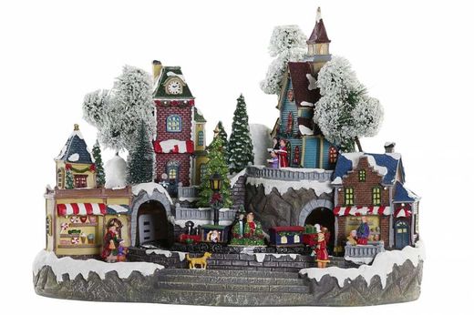 Movil de Navidad Ciudad Led Resina